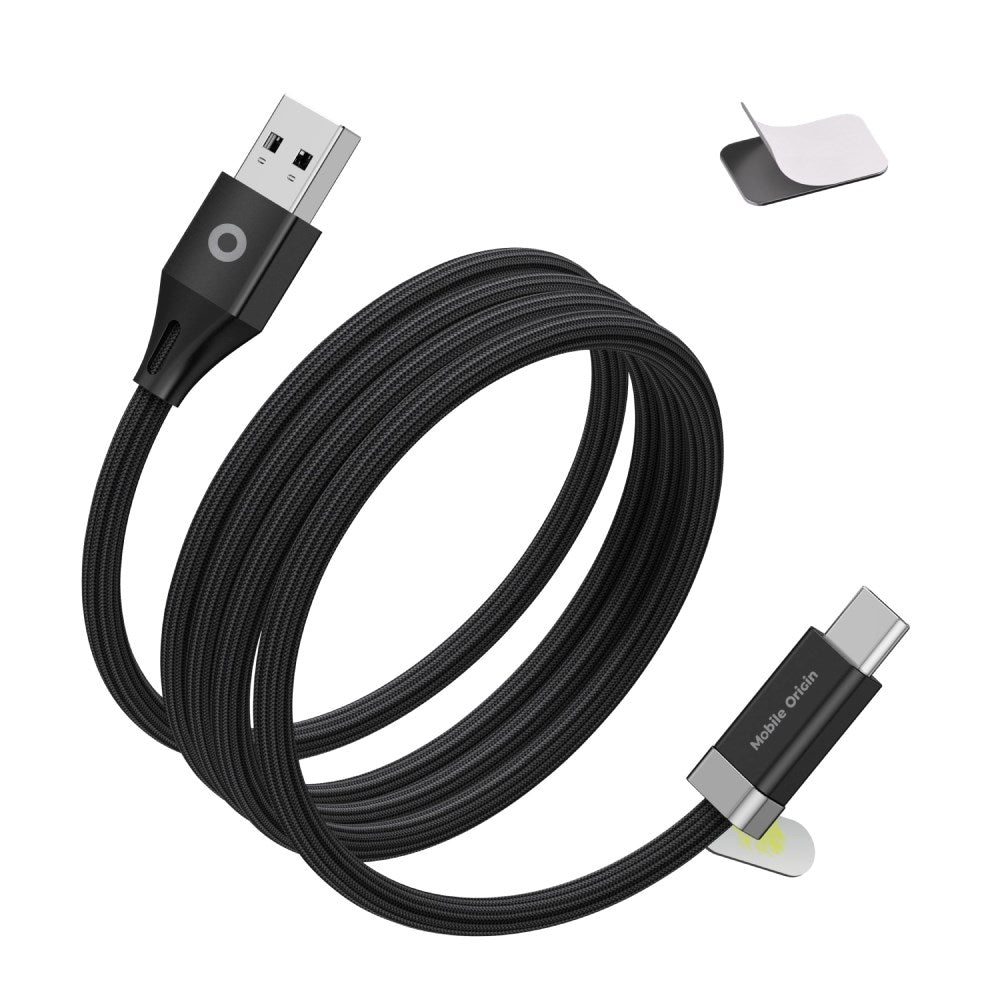 Magnetisk USB-C til USB-A Kabel Mobile Origin 27W m. 2x Selvklæbende Magnetiske Puder - 1,5m - Sort