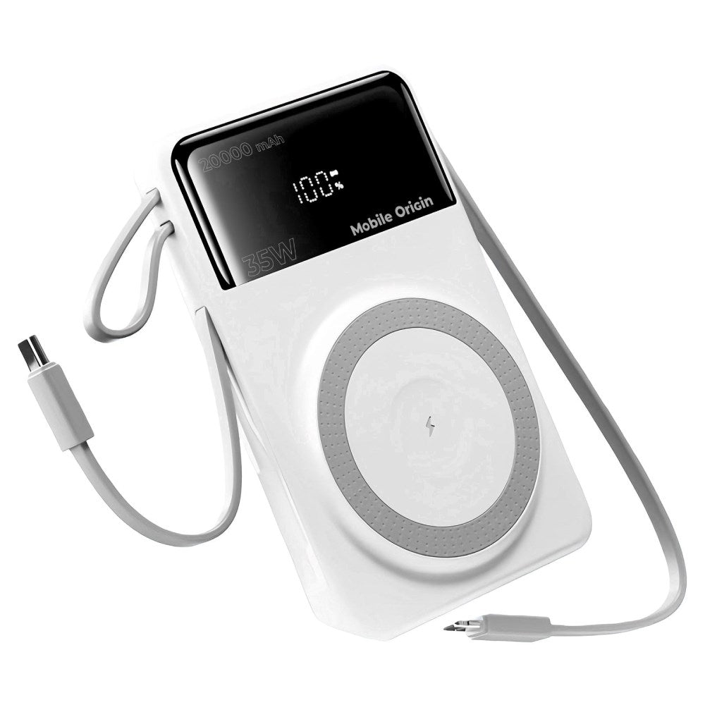 PowerBank Mobile Origin 35W PD 20000mAh m. Display - MagSafe Kompatibel - Hvid