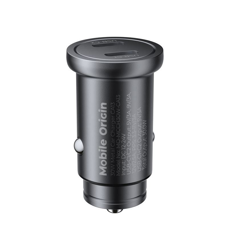 Biloplader Mobile Origin 30W m.  2x USB-C - Sort