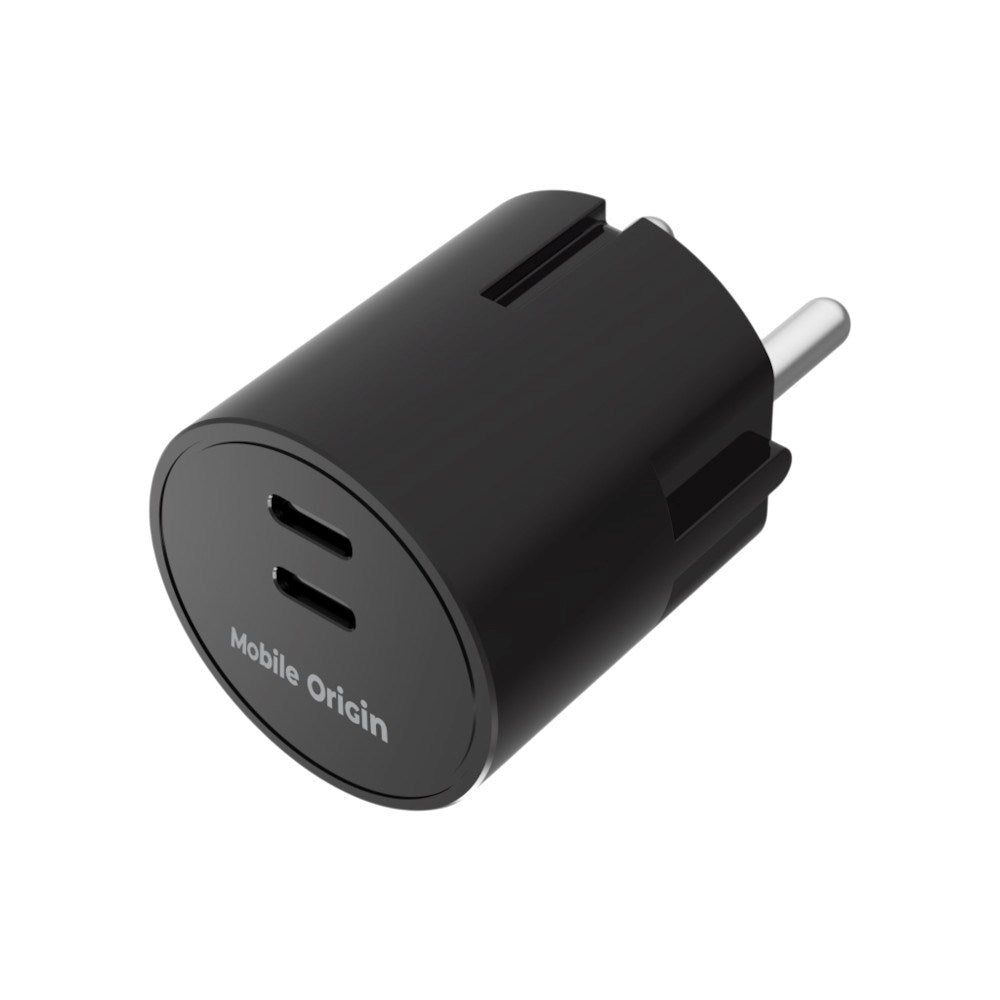 Vægoplader 30W Mobile Origin Hurtig Oplader 2 x USB-C - Sort