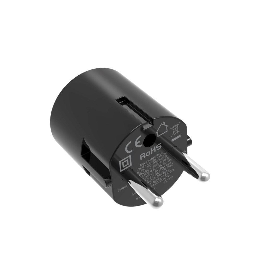 Vægoplader 30W Mobile Origin Hurtig Oplader 2 x USB-C - Sort