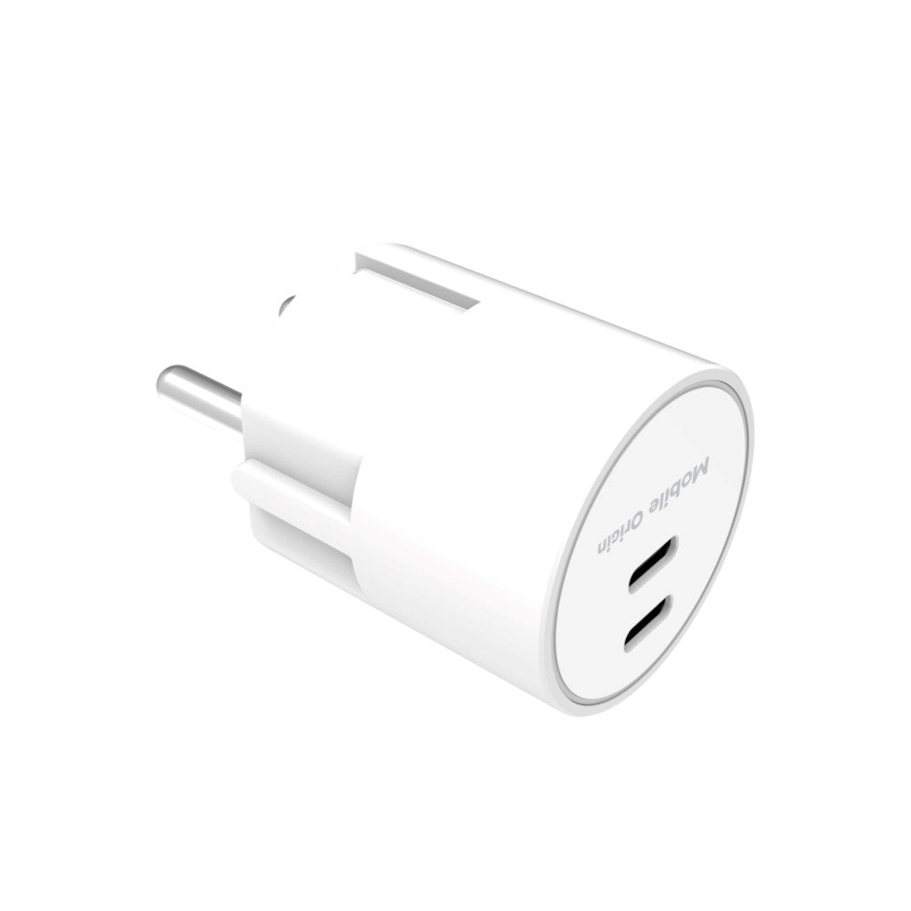 Vægoplader 30W Mobile Origin Hurtig Oplader 2 x USB-C - Hvid
