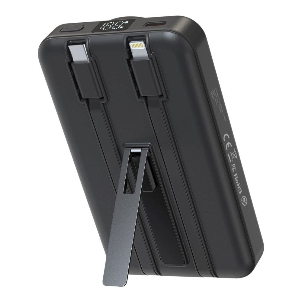 Magnetisk Powerbank 10000mAh Mobile Origin - USB-C og Lightning Kabel - Grå