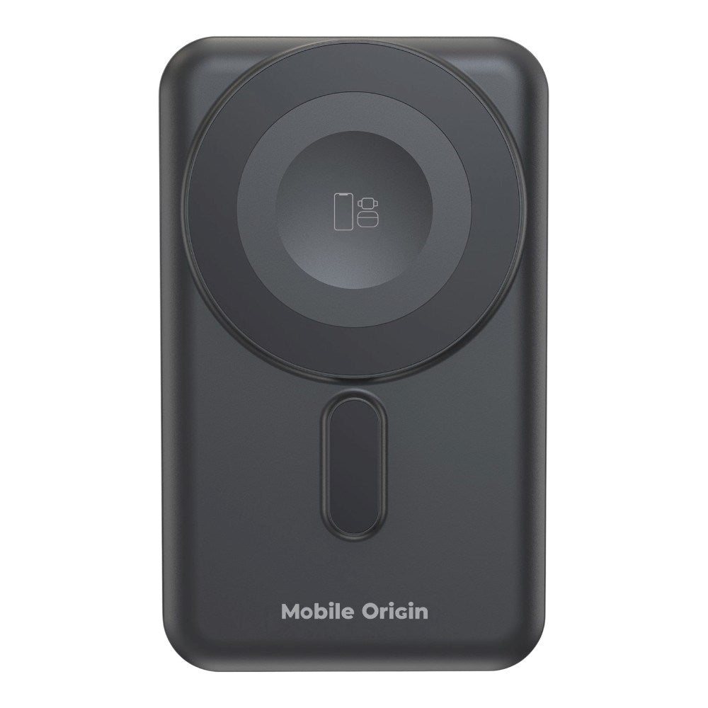 Magnetisk Powerbank 10000mAh Mobile Origin - USB-C og Lightning Kabel - Grå