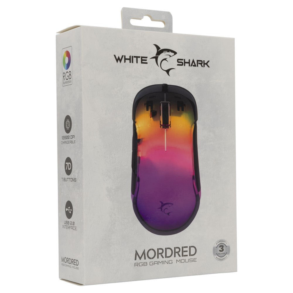 White Shark MORDRED Gaming Mus - 7D / 12800 DPI - Sort