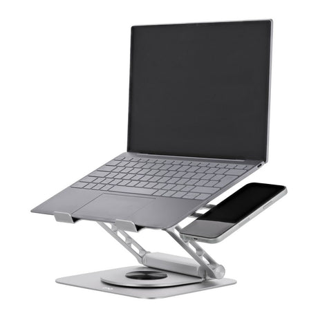 T'NB Roterbar Laptop Stander m. MagSafe Holder til Telefon & Aftagelig 6-in-1 Hub - Sølv