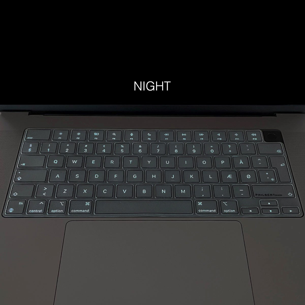 Philbert MacBook Pro 14" / 16" (2021) Keyboard Cover m. Dansk Tastatur - Transparent / Black