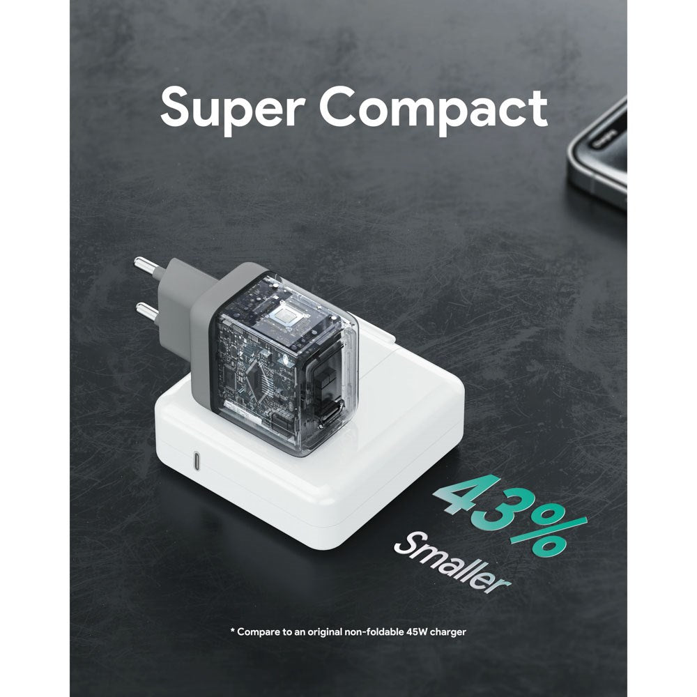 Aukey 45W PD Vægoplader m. 1 x USB-C - Grå
