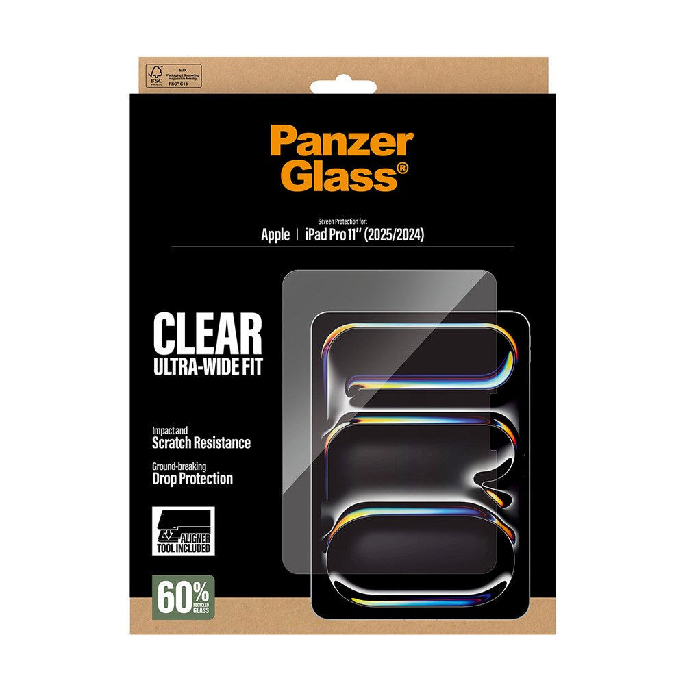 iPad Pro 11" (2025 / 2024) PanzerGlass Skærmbeskyttelsesglas m. Installationsramme - Ultra-Wide Fit - Gennemsigtig