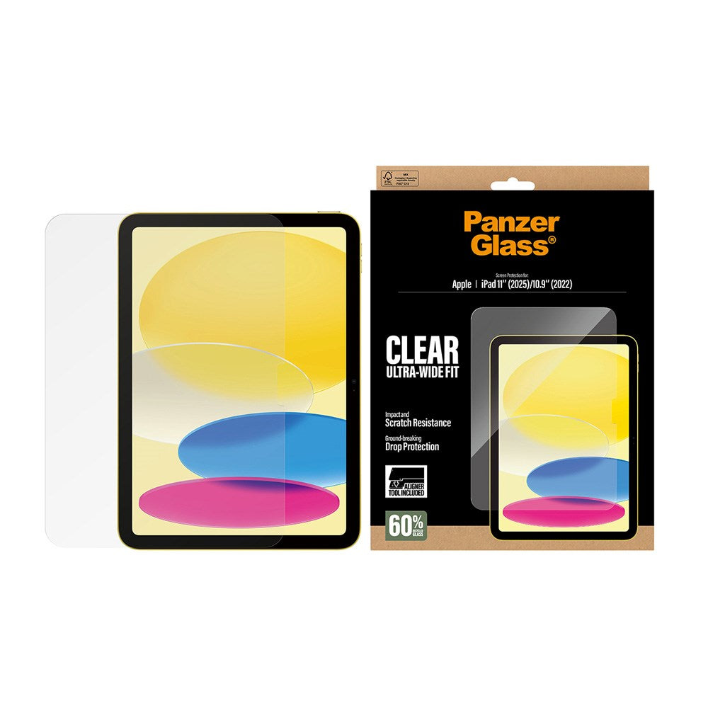 PanzerGlass iPad 11" (2025) / 10.9" (2024 / 2022) Skærmbeskyttelsesglas m. Installationsramme - Ultra-Wide Fit - Gennemsigtig