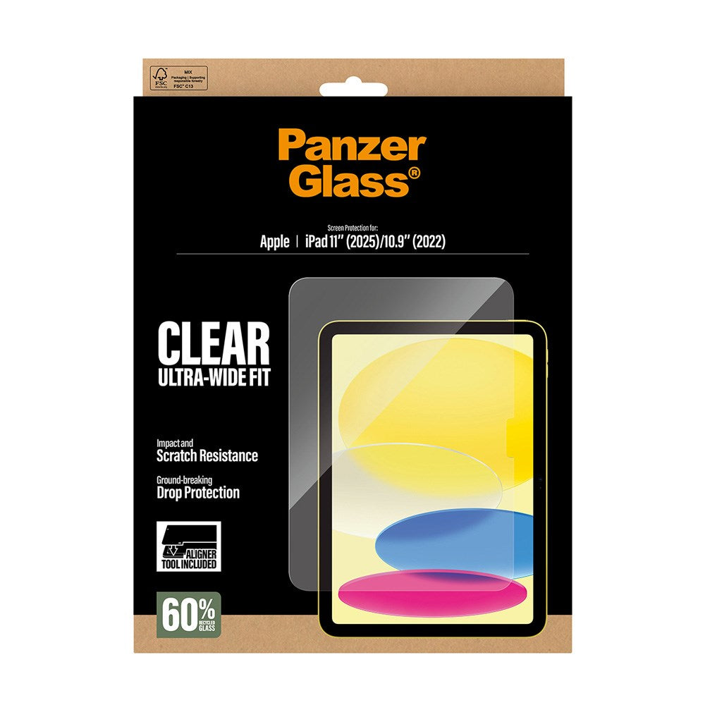 PanzerGlass iPad 11" (2025) / 10.9" (2024 / 2022) Skærmbeskyttelsesglas m. Installationsramme - Ultra-Wide Fit - Gennemsigtig