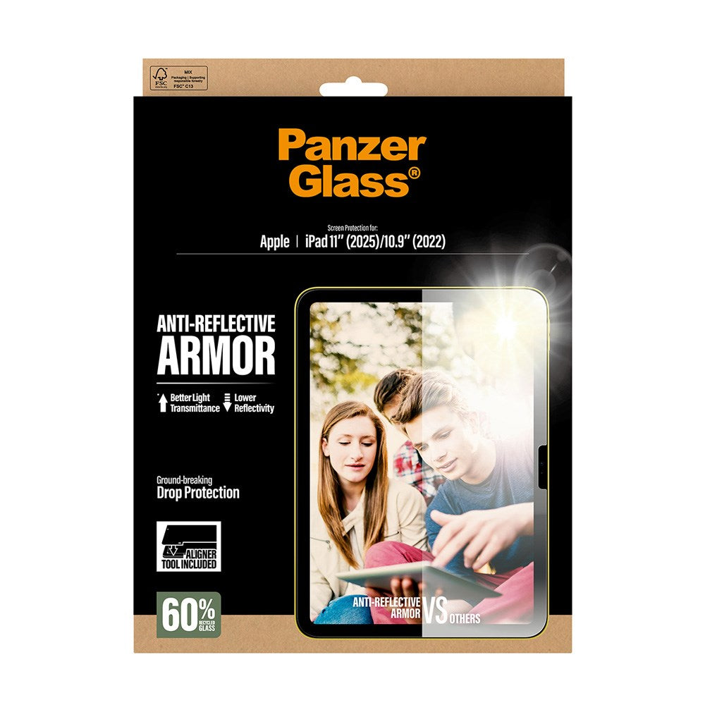 PanzerGlass iPad 11" (2025) / 10.9" (2024 / 2022) Ultra-Wide Fit Anti-Reflective Armor Skærmbeskyttelsesglas m. Installationsramme - Gennemsigtig