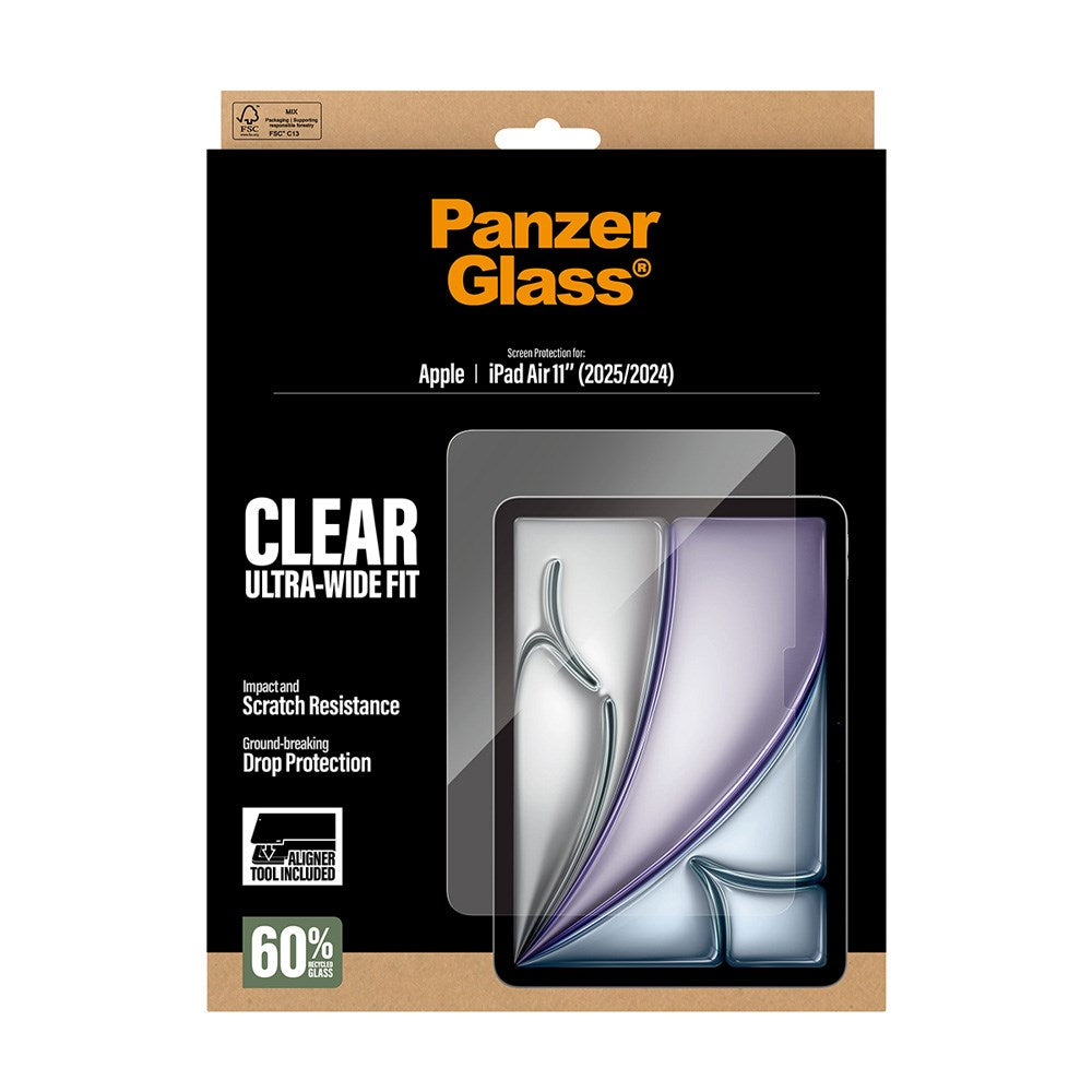 PanzerGlass iPad Air 11" (2026 / 2025 / 2024) Skærmbeskyttelsesglas m. Installationsramme - Ultra-Wide Fit - Gennemsigtig