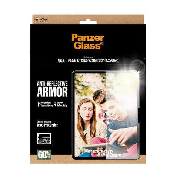 PanzerGlass iPad Air 13" (2026 / 2025 / 2024) / Pro 13" (2025 / 2024) Ultra-Wide Fit Anti-Reflective Armor Skærmbeskyttelsesglas m. Installationsramme - Gennemsigtig