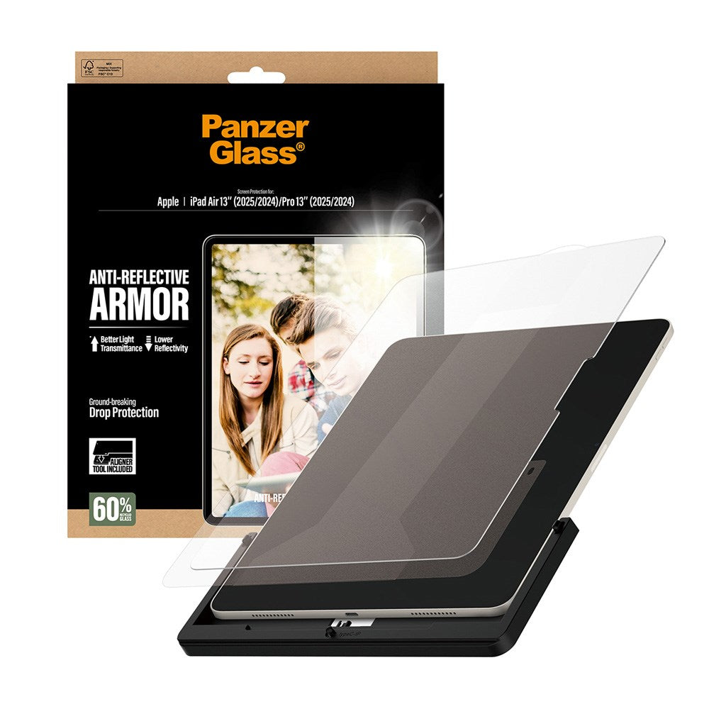 PanzerGlass iPad Air 13" (2026 / 2025 / 2024) / Pro 13" (2025 / 2024) Ultra-Wide Fit Anti-Reflective Armor Skærmbeskyttelsesglas m. Installationsramme - Gennemsigtig