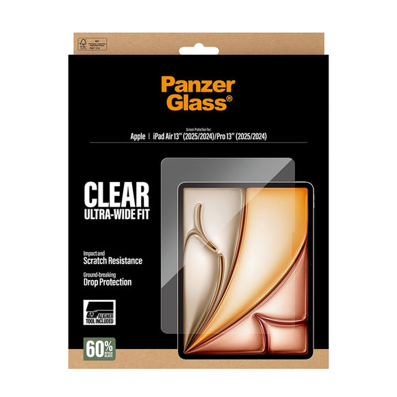 PanzerGlass iPad Air 13" (2026 / 2025 / 2024) / Pro 13" (2025 / 2024) Skærmbeskyttelsesglas m. Installationsramme - Ultra-Wide Fit - Gennemsigtig