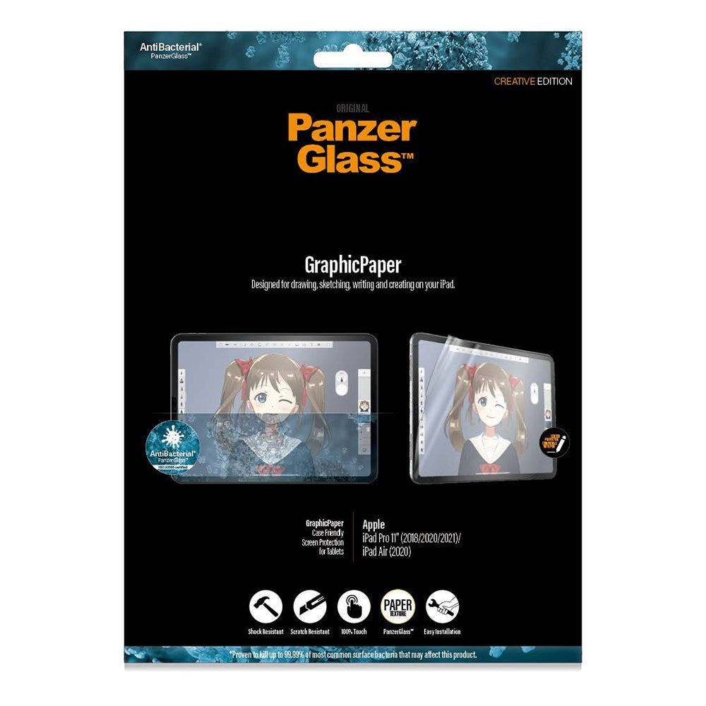 iPad Air (2022 / 2020) / Pro 11 (2022 / 2021 / 2020 / 2018) PanzerGlass Skærmbeskyttelse AntiBacterial - GraphicPaper - Gennemsigtig