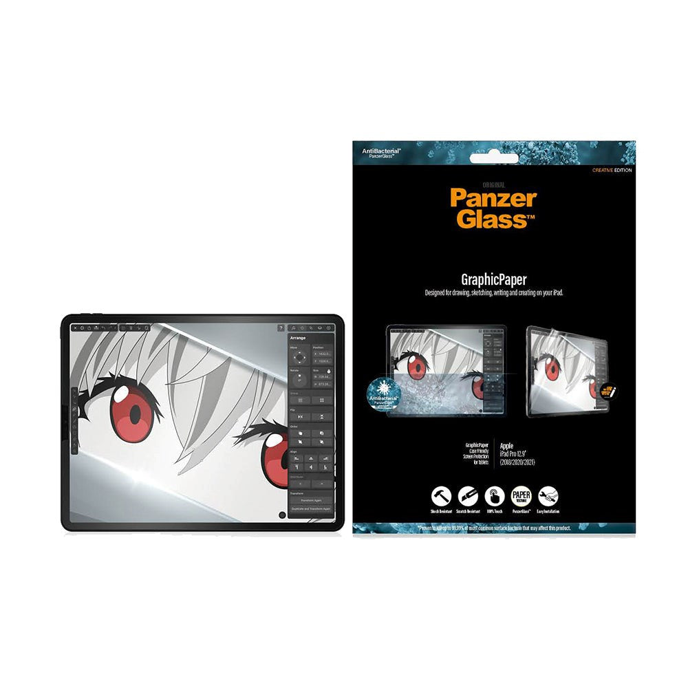 iPad Pro 12.9" (2022 /2021 / 2020 / 2018) PanzerGlass Skærmbeskyttelse AntiBacterial - GraphicPaper - Gennemsigtig
