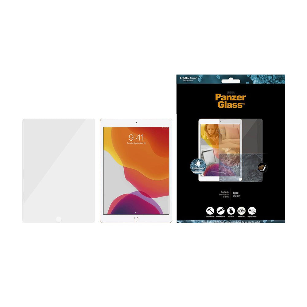 iPad 10.2" (2021 / 2020 / 2019) PanzerGlass Edge-To-Edge Skærmbeskyttelse Antibacterial - Case Friendly - Gennemsigtig