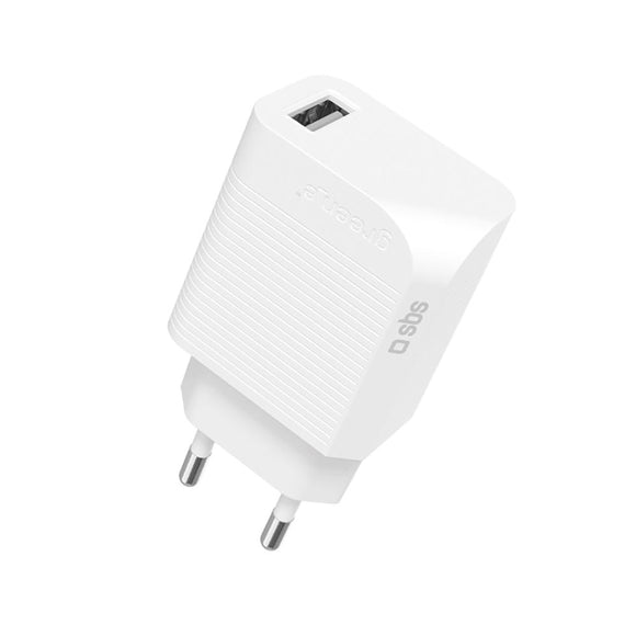 SBS x GREEN_E 18W USB-A Vægoplader m. Genbrugssæt - Hvid