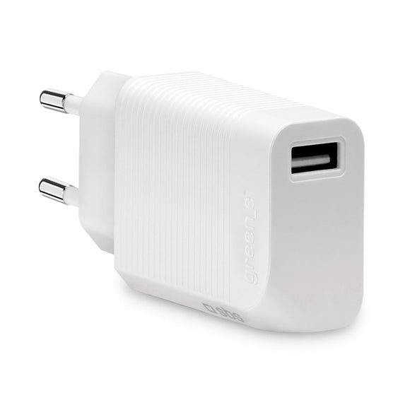 SBS x GREEN_E 18W USB-A Vægoplader m. Genbrugssæt - Hvid