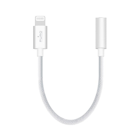 Puro Flettet Adapter Lightning til 3,5 mm Jack - 15 cm - Hvid