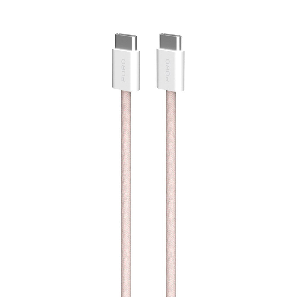 Puro Braided USB-C Kabel – 1.5m, 60W og 480Mbps Overførsel - Lyserød