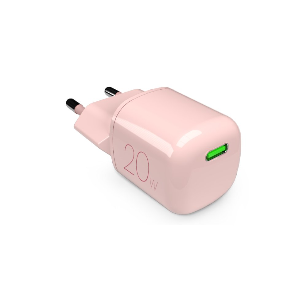 Puro Vægoplader GaN 20W med USB-C Port - Lyserød