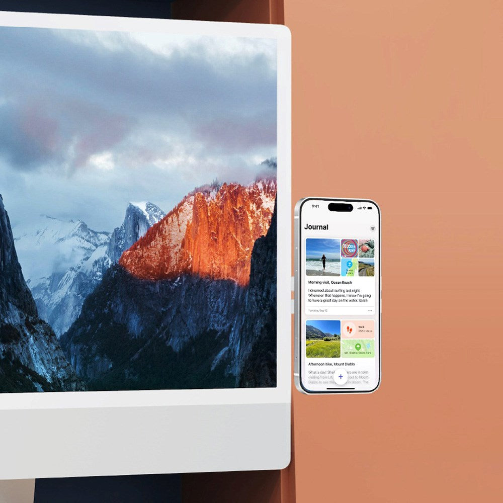 Puro Mag Mount Selvklæbende Mobilholder til Computer - MagSafe Kompatibel - Sølv