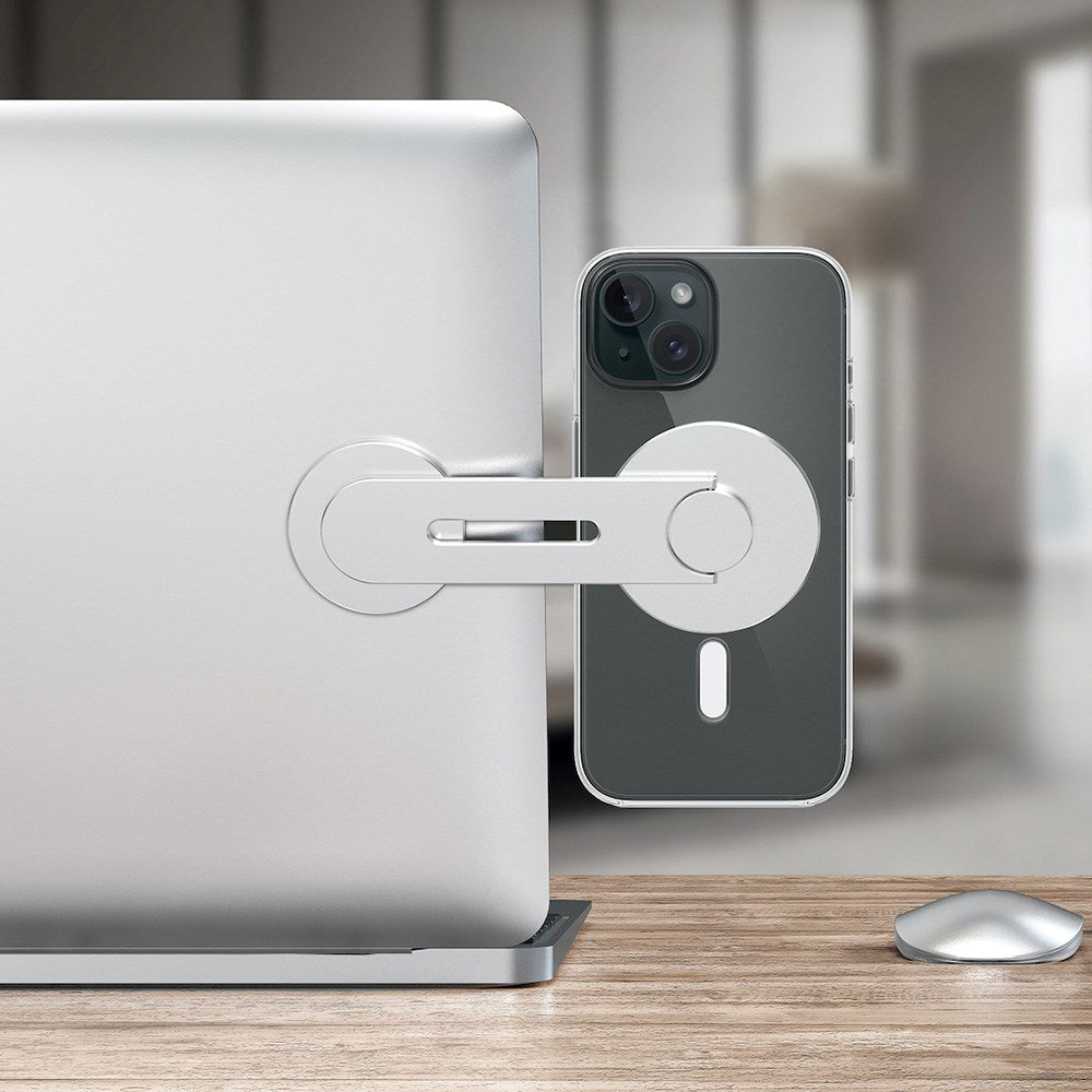 Puro Mag Mount Selvklæbende Mobilholder til Computer - MagSafe Kompatibel - Sølv