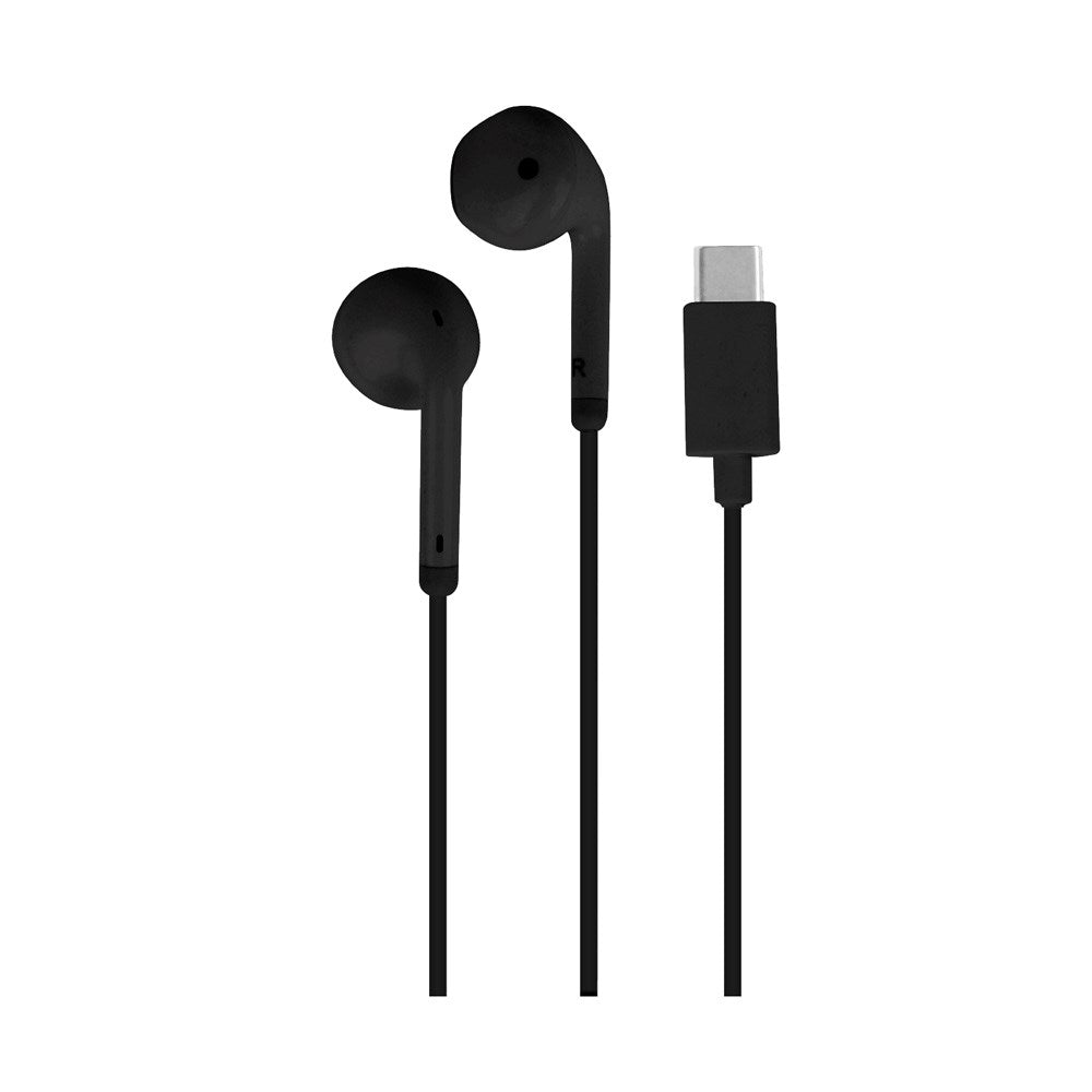 Puro USB-C Wired Stereo Earphones – Med Mikrofon, Opkaldsknap og Volumenstyring - Sort