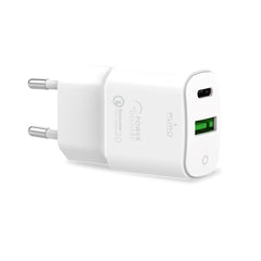 Puro PD 20W Mini Rejse Vægoplader m. USB-C og USB-A - Hvid