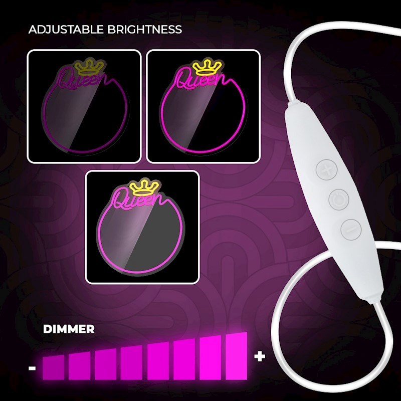 Forever Light LED Neon Lys Spejl - "Queen"