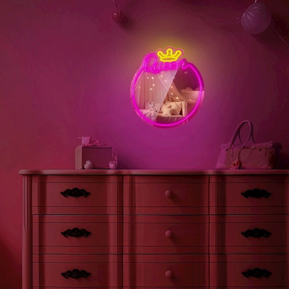 Forever Light LED Neon Lys Spejl - "Queen"