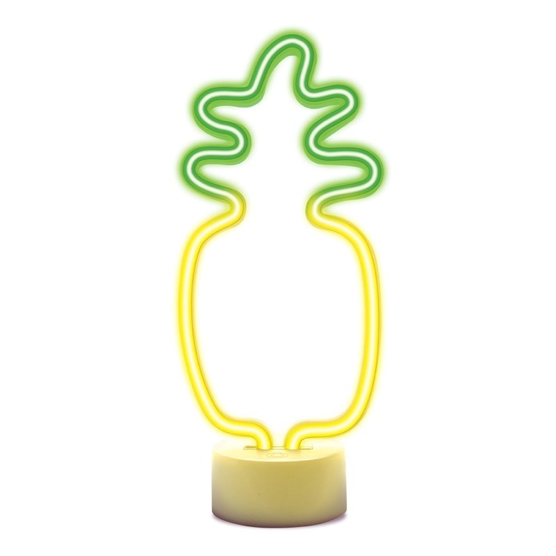 Forever Light LED Neon Dekoration m. Fod - Gult / Grønt Lys m. Ananas