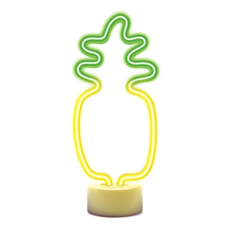 Forever Light LED Neon Dekoration m. Fod - Gult / Grønt Lys m. Ananas