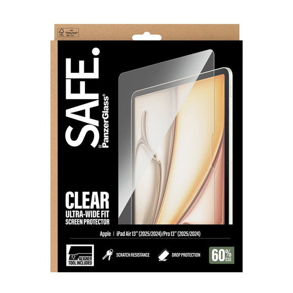 SAFE by PanzerGlass iPad Air 13" (2026 / 2025 / 2024) / Pro 13" (2025 / 2024) Ultra-Wide Fit Skærmbeskyttelsesglas m. Installationsramme - Gennemsigtig
