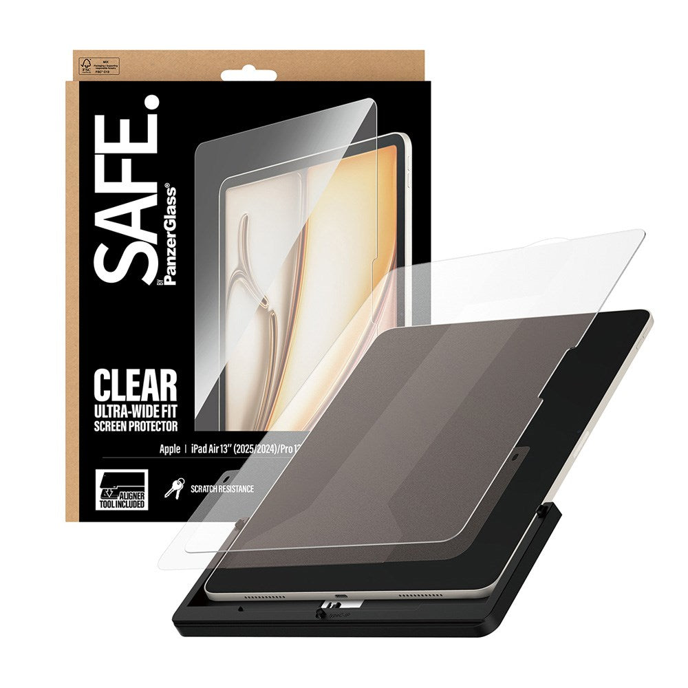 SAFE by PanzerGlass iPad Air 13" (2026 / 2025 / 2024) / Pro 13" (2025 / 2024) Ultra-Wide Fit Skærmbeskyttelsesglas m. Installationsramme - Gennemsigtig