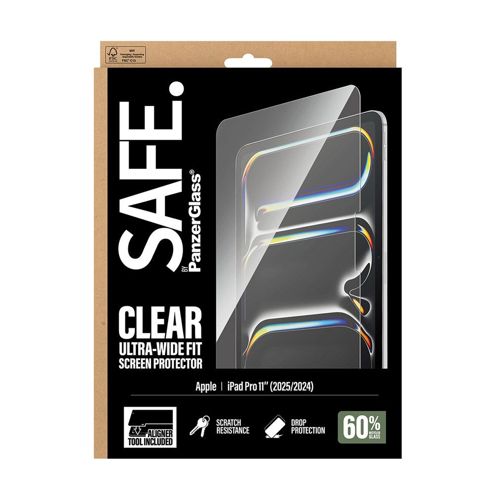 iPad Pro 11" (2025 / 2024) SAFE by PanzerGlass Ultra-Wide Fit Skærmbeskyttelsesglas m. Installationsramme - Gennemsigtig