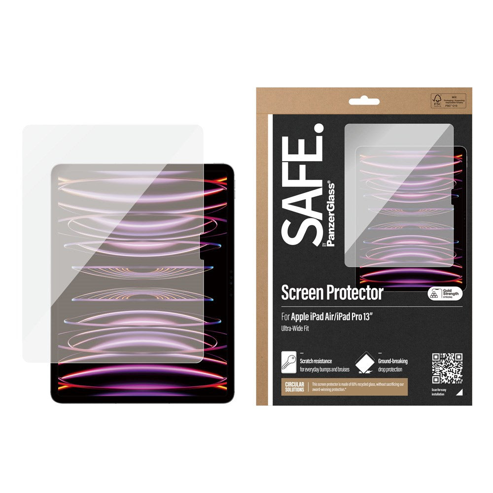 iPad Air 13" (2026 / 2025 / 2024) / Pro 13" (2025 / 2024) Safe By PanzerGlass® Ultra-Wide Fit Skærmbeskyttelse - Case Friendly - Gennemsigtig