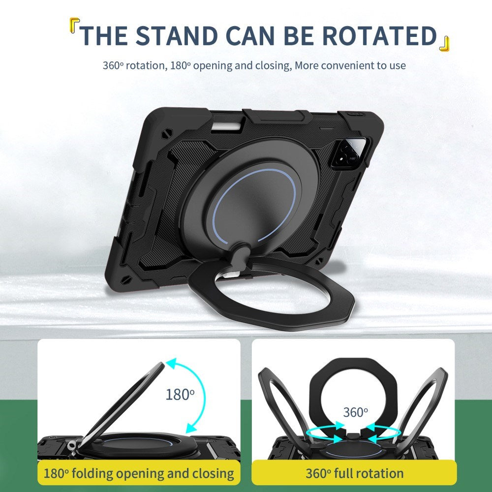 EIDERWOOD Xiaomi Pad 6S Pro Tablet Cover Anti-Drop m. Kickstand og Pen Holder - Sort