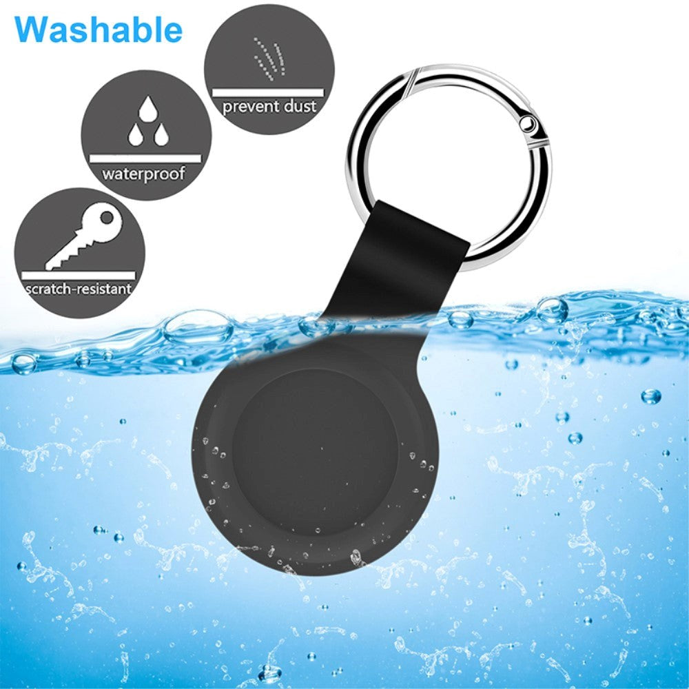 AirTag Silikone Cover m. Rund Karabinhage - Blå