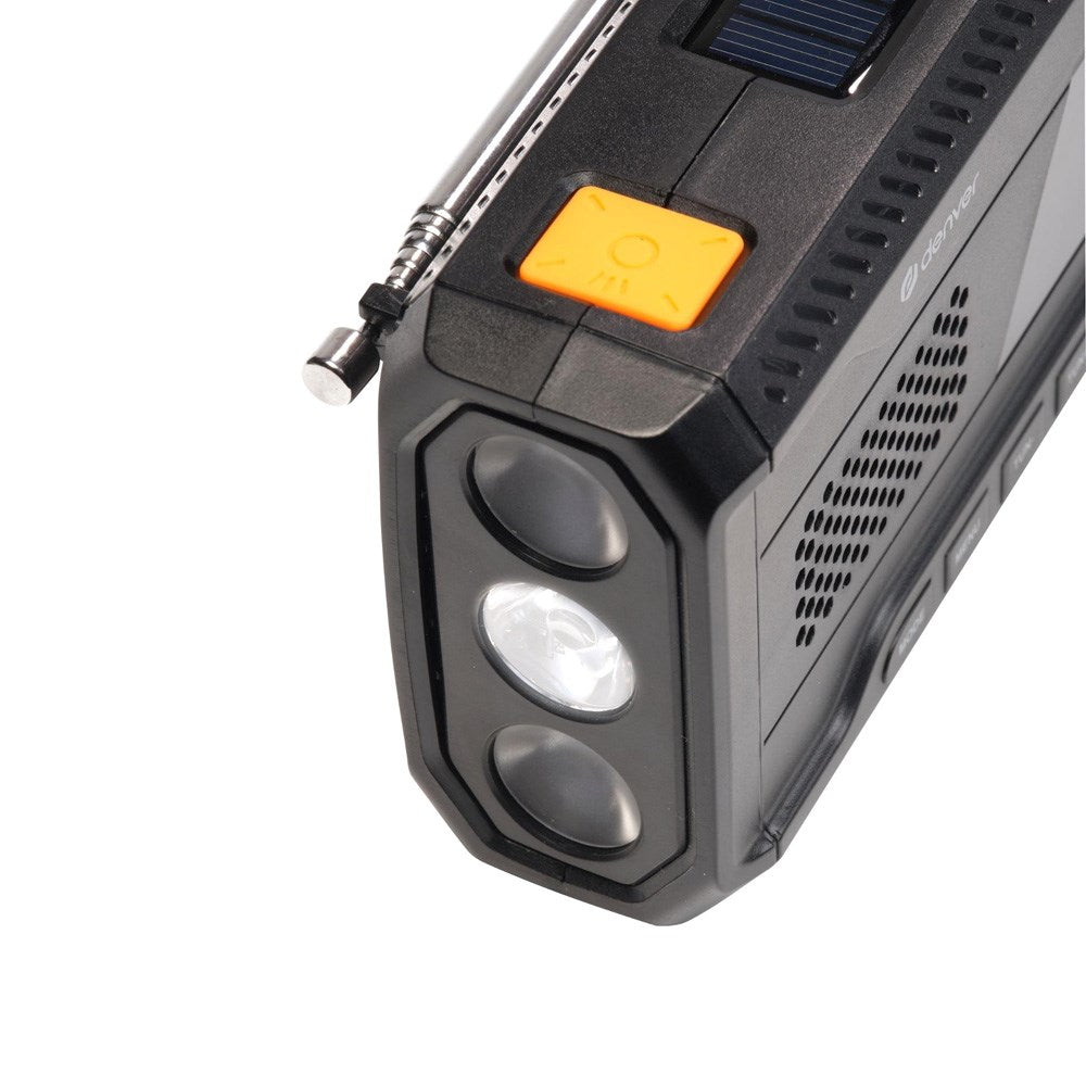Denver Nødradio m. DAB+ / FM Radio - Bluetooth - Lommelygte - Sort