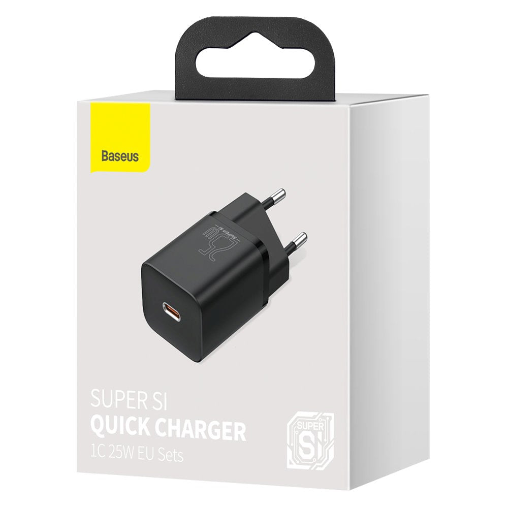 Baseus Super Si 25W Vægoplader USB-C Quick Charge - Sort