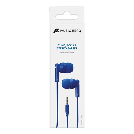 MUSIC HERO Tune Stereo In-Ear Høretelefoner m. Jackstik 3.5mm & Mikrofon - Blå