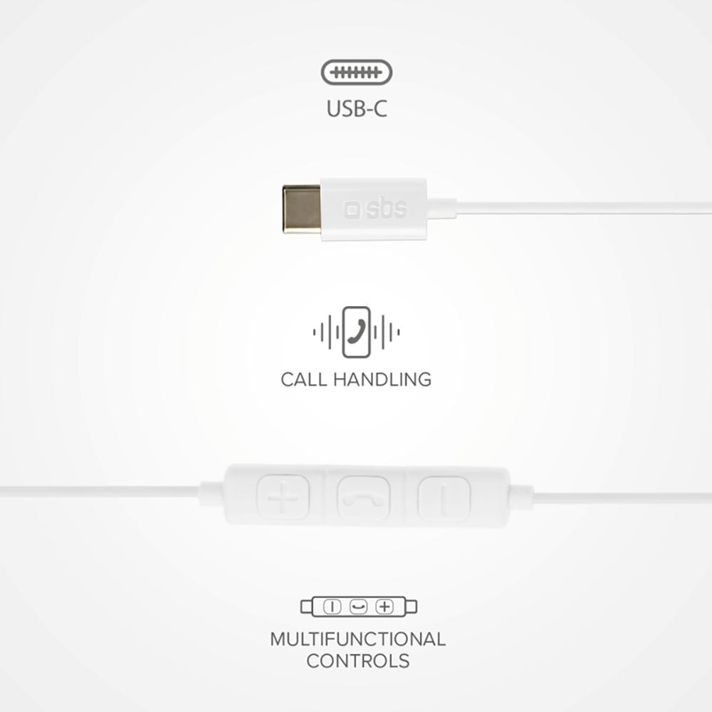 SBS Studio Mix 65 Hovedtelefon In-Ear m. USB-C & Mikrofon - Hvid