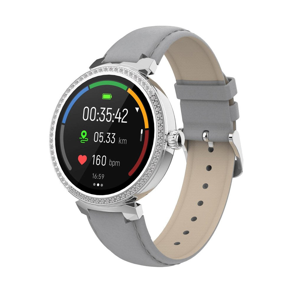 Denver SWC-342 Bluetooth Smartwatch m. Sundheds- og Fitnesstracker - Kunstlæder Rem - Sølv