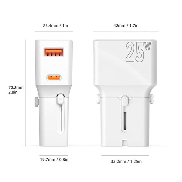 Mobile Origin Rejse Adapter EU/US/UK/AU 25W - Hvid