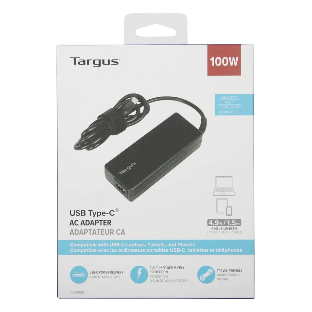 Targus APA108 USB-C AC Adapter 100W m. Power Delivery - Sort