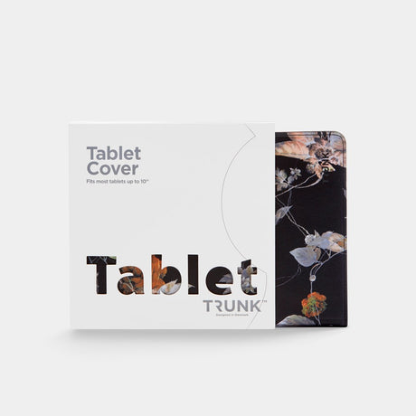 Trunk Universal Flip Cover (24.5 x 17.5 x 1 cm) - Black Flower